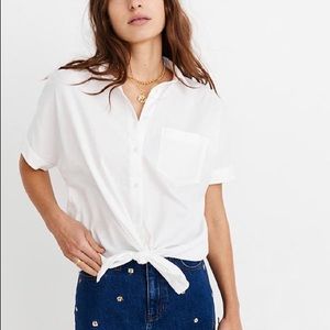 NWOT Madewell Short Sleeve Tie Front Shirt Size S